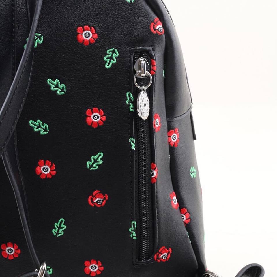 Poppy pattern embroidered bag by Hessa Bags.