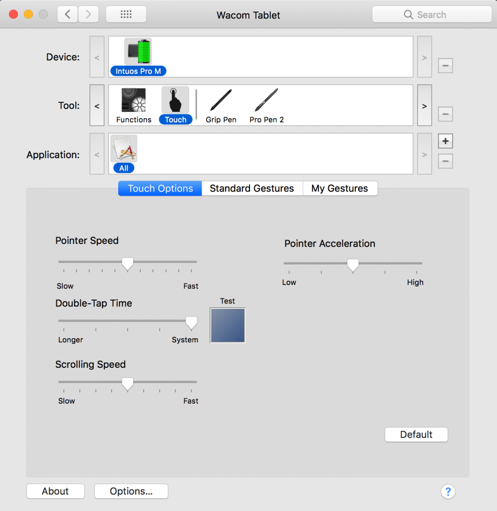 Touch settings. Monitor layout and mapping settings. How to set up buttons on a graphics pen tablet for Adobe Illustrator. Wacom Intuos Pro tablet.