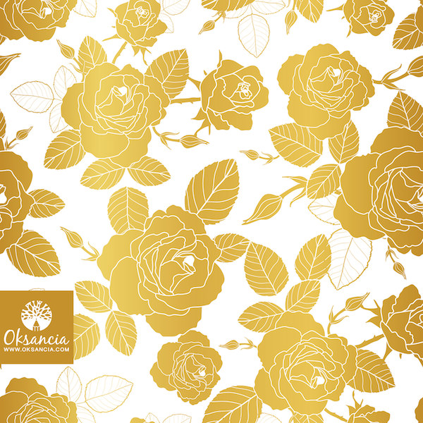 Golden roses vector repeat pattern design by Oksancia