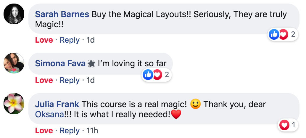 Magical Pattern Layouts onlince course testimonials