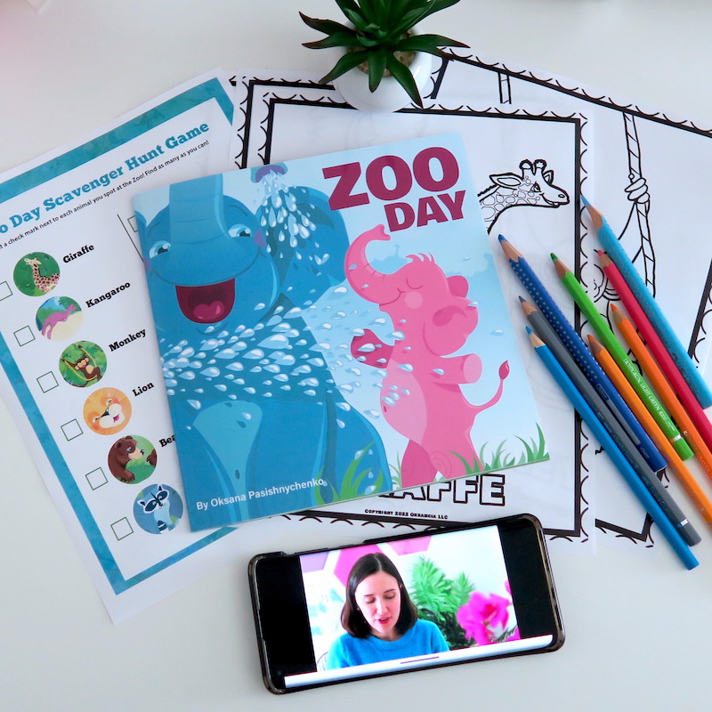 Zoo day childrens book by Oksancia promotion