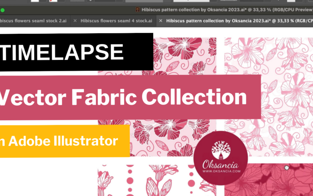 Video – Timelapse: Hibiscus vector pattern collection in ViVa Magenta PANTONE color of the year