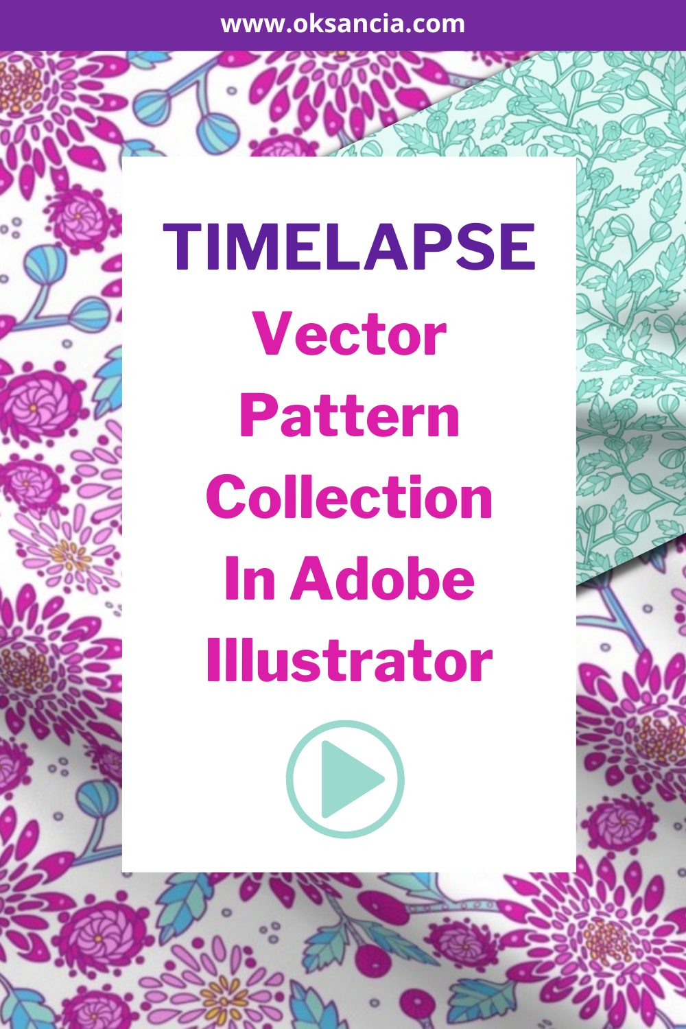 Timelapse: Mums flowers and leaves vector repeat pattern collection in Adobe Illustrator CC